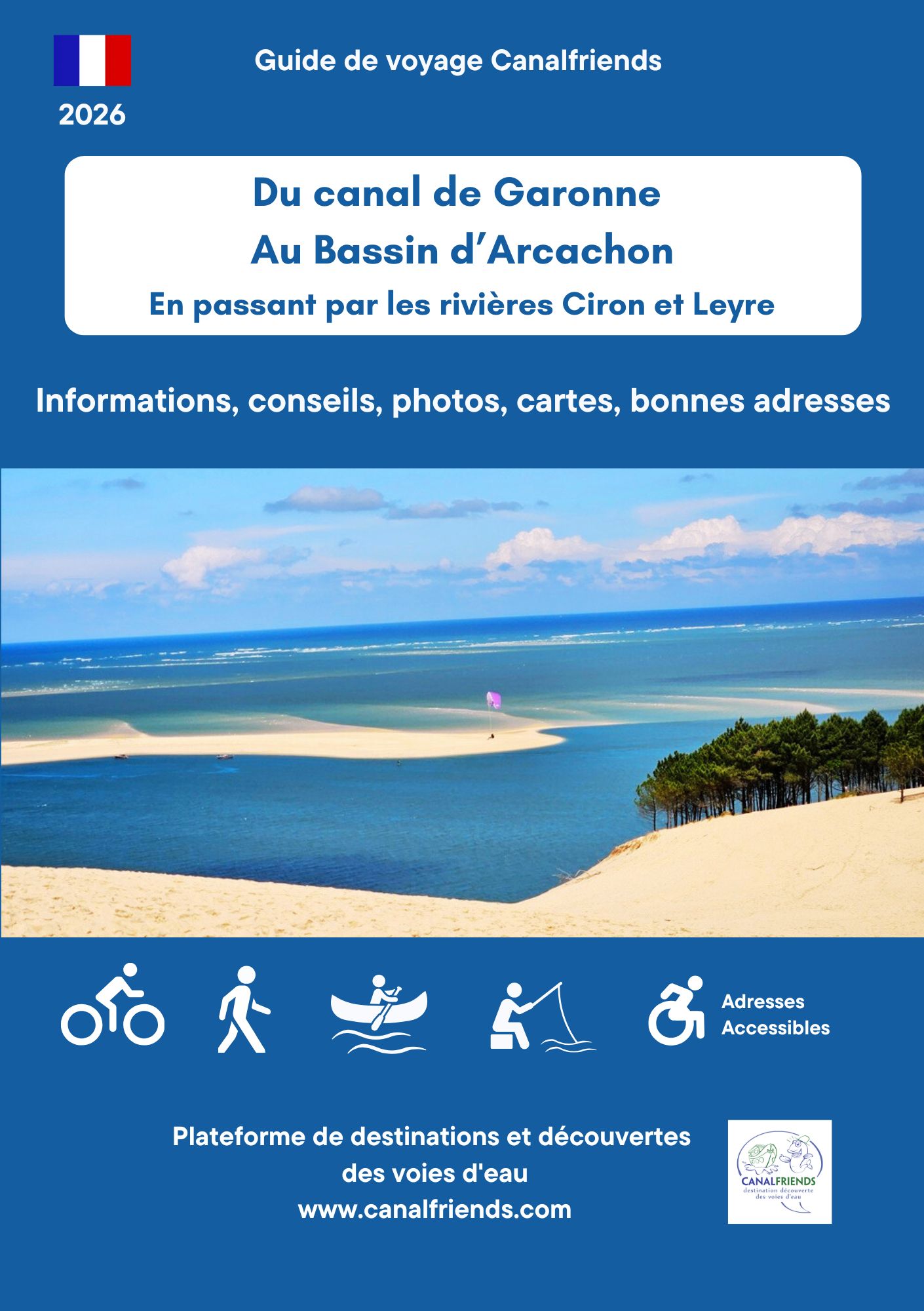 Couverture 2026 Guide canal bassin Arcachon Canalfriends